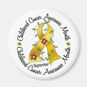 Kindheits-Krebs-Bewusstseins-Monats-Blumen-Band 3 Magnet