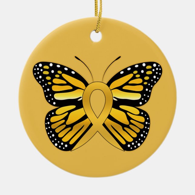 Kindheits-Krebs-Schmetterlings-Bewusstseins-Band Keramikornament (Vorne)