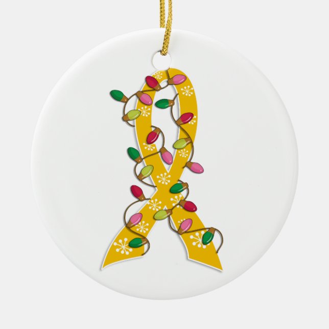 Kindheits-Krebs-Weihnachtslicht-Band Keramikornament (Vorne)