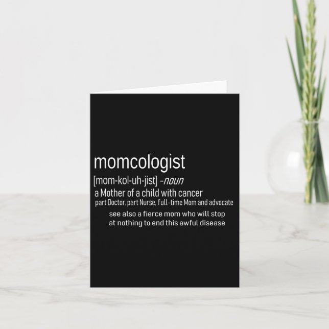Kindheitskrebs-Bewusstsein Momkologe Definition Karte (Vorderseite)