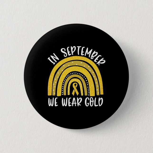 Kindheitskrebs-Bewusstseinsregenbogen Im September Button (Vorderseite)