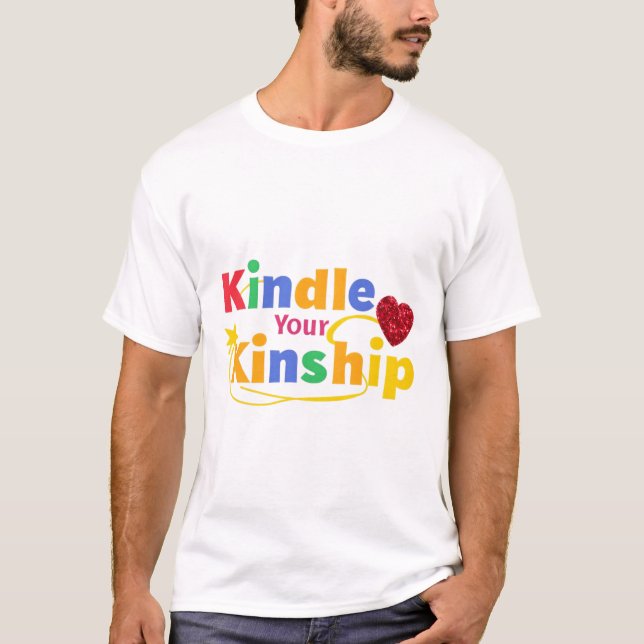 'Kindle Deine Kinschaft' mit Herz und Star T-Shirt (Vorderseite)