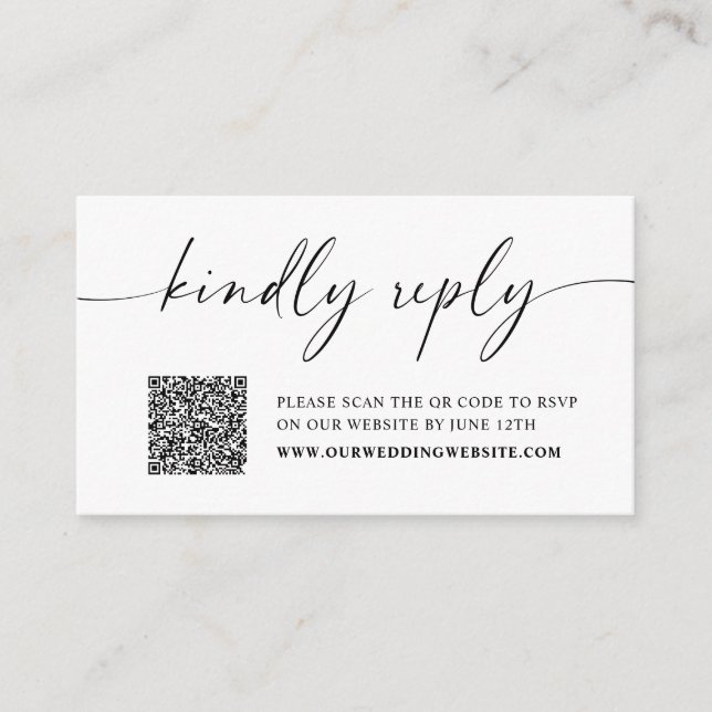 Kindly Antwort Minimalistische Hochzeitsstift RSVP Begleitkarte (Vorderseite)