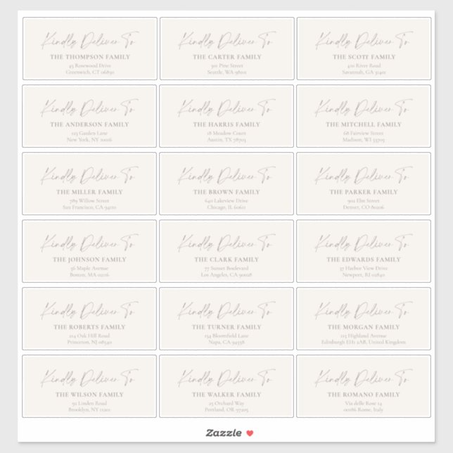 Kindly Deliver To Guest address stickers Aufkleber (Blatt)