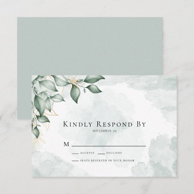 Kindly Respond Eucalyptus Greenery Wedding RSVP C (Vorne/Hinten)