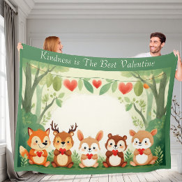 Kindness Best Valentine Nursery Woodland Animals Fleecedecke
