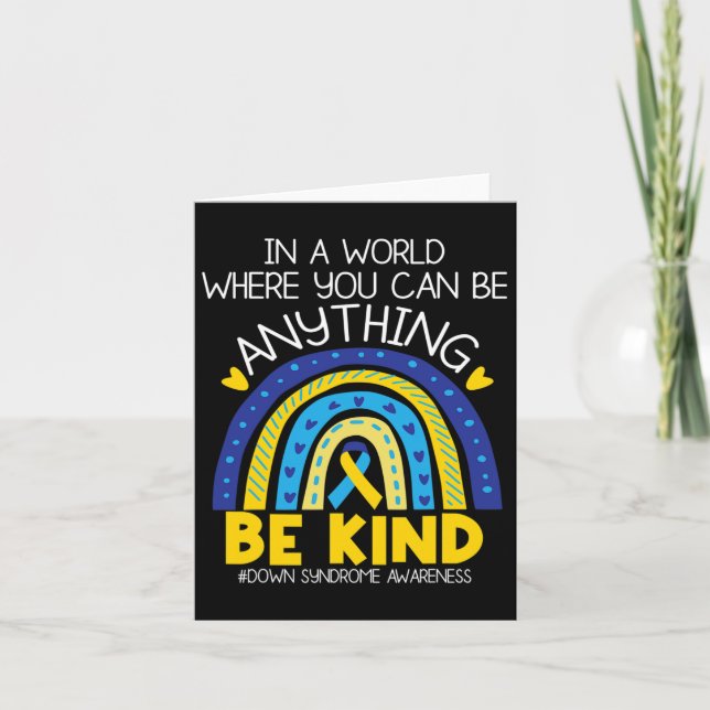 Kindness - Down Syndrome Awareness Blue Yellow Rib Karte (Vorderseite)
