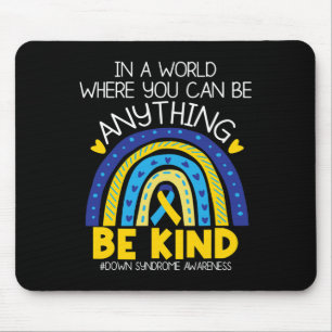 Kindness - Down Syndrome Awareness Blue Yellow Rib Mousepad