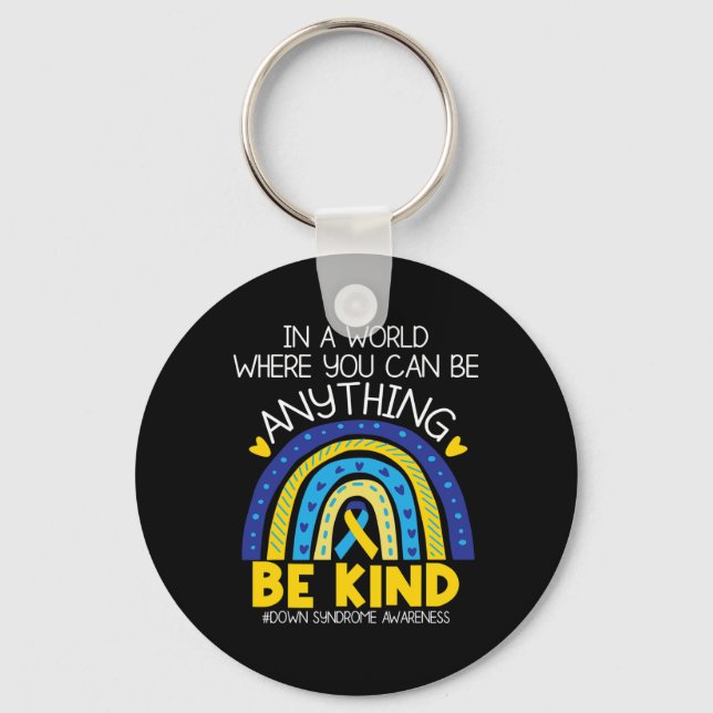 Kindness - Down Syndrome Awareness Blue Yellow Rib Schlüsselanhänger (Vorderseite)