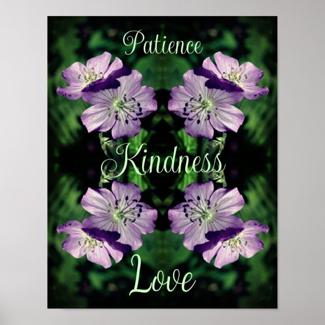 Kindness Geranium Blume Abstrakt Inspiration Poster (Vorne)