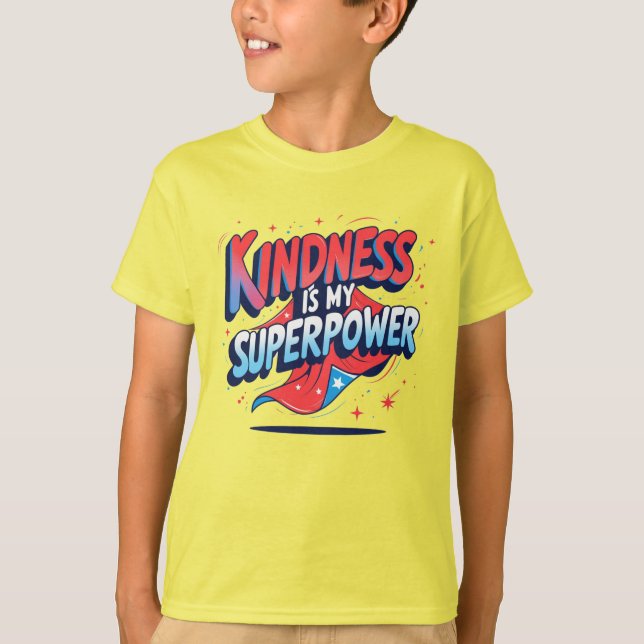 "Kindness Is My Superpower" Boys’ T-Shirt (Vorderseite)
