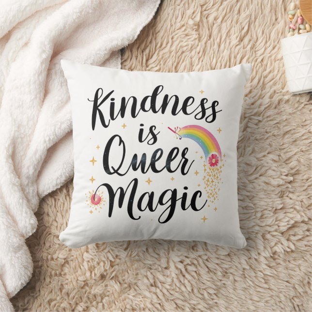 Kindness Is Queer Magic Rainbow Quote LGBTQ+ Kissen (Decke)