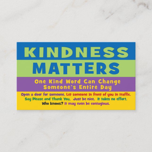 Kindness Matters Cards - V2 Telefonnummerkarte (Vorderseite)