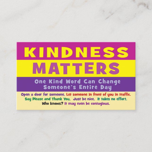 Kindness Matters Cards - v3 Telefonnummerkarte (Vorderseite)