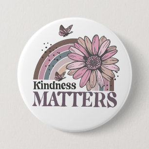 Kindness Matts Retro Butterfly Boho Rainbow Button