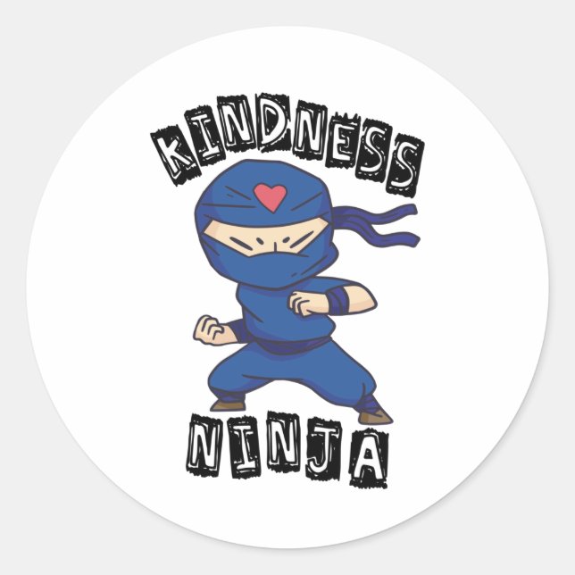 Kindness Ninja, Kampf gegen Mobbing Runder Aufkleber (Vorderseite)