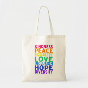 Kindness Peace Equality Inclusion Diversity Hum Tragetasche