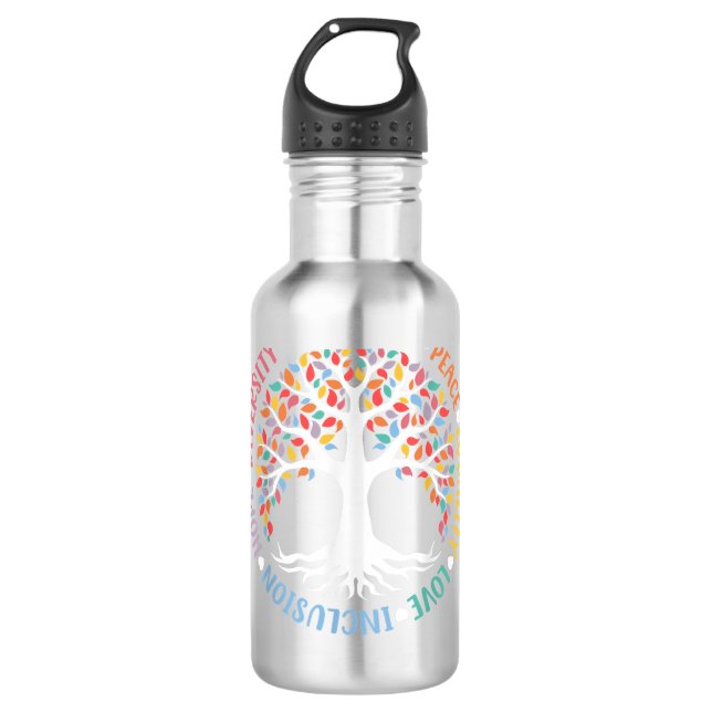 Kindness Peace Equality Liebe Inclusion Diversity Edelstahlflasche (Vorderseite)