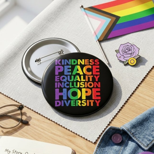 Kindness Peace Equality Liebe Inclusion Hope LGBT Button (Von Creator hochgeladen)