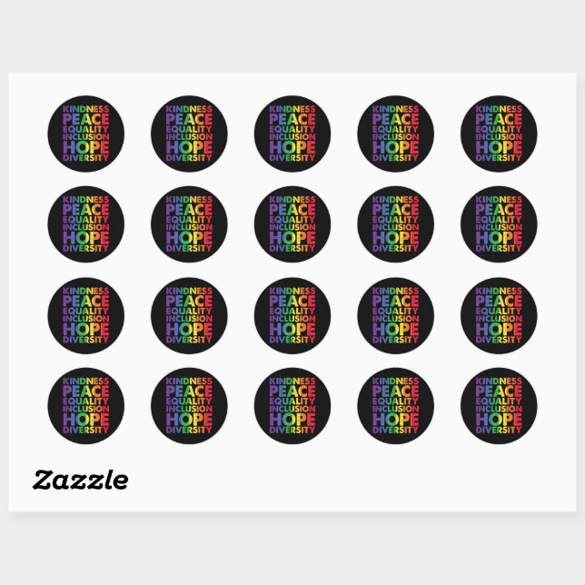 Kindness Peace Equality Liebe Inclusion Hope LGBT Runder Aufkleber (Blatt)