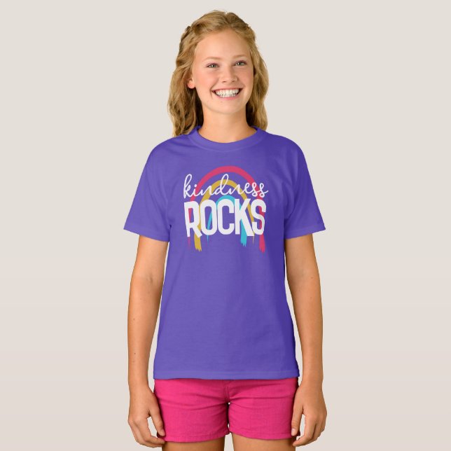 Kindness Rocks Rainbow Girls' T-Shirt (Vorne ganz)