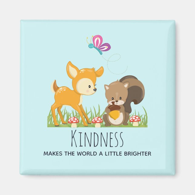 Kindness Saying with Cute Woodland Creatures Magnet (Vorne)