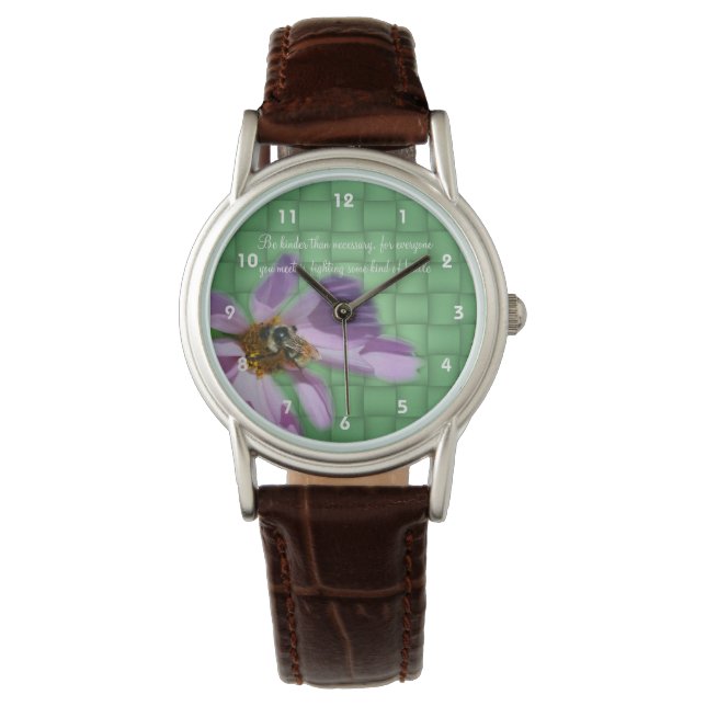 Kindness-Zitat auf der Blume Inspiration Armbanduhr (Vorderseite)