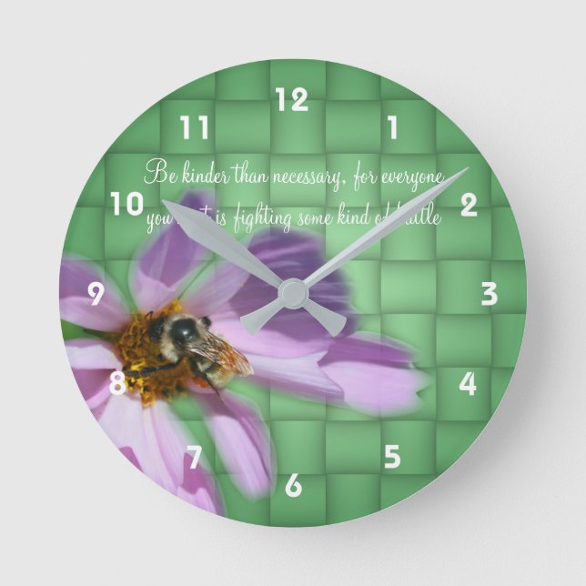 Kindness-Zitat auf der Blume Inspiration Runde Wanduhr (Vorderseite)