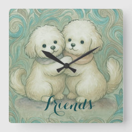 Kindred Paws Quadratische Wanduhr