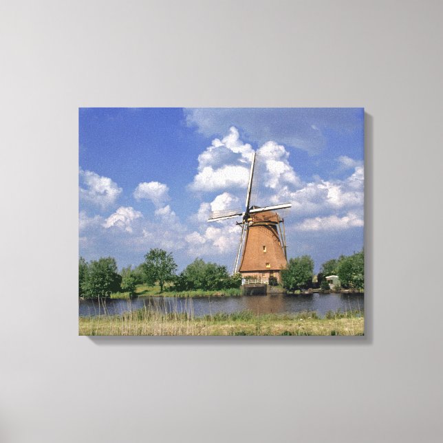 Kinerdijk. Eine Windmühle sitzt Leinwanddruck (Vorderseite)