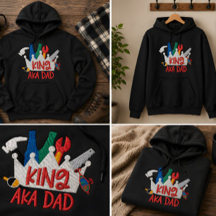 King AKA Papa bestickte Kapuzenjacke Lustige Pap Bestickter Hoodie