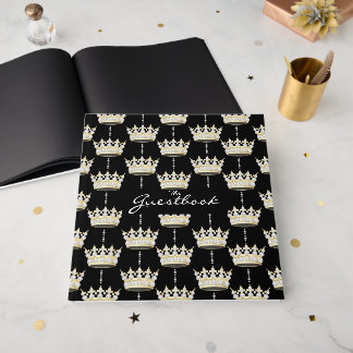 King and Queen Elegante Gold Crown + Diamonds Gästebuch