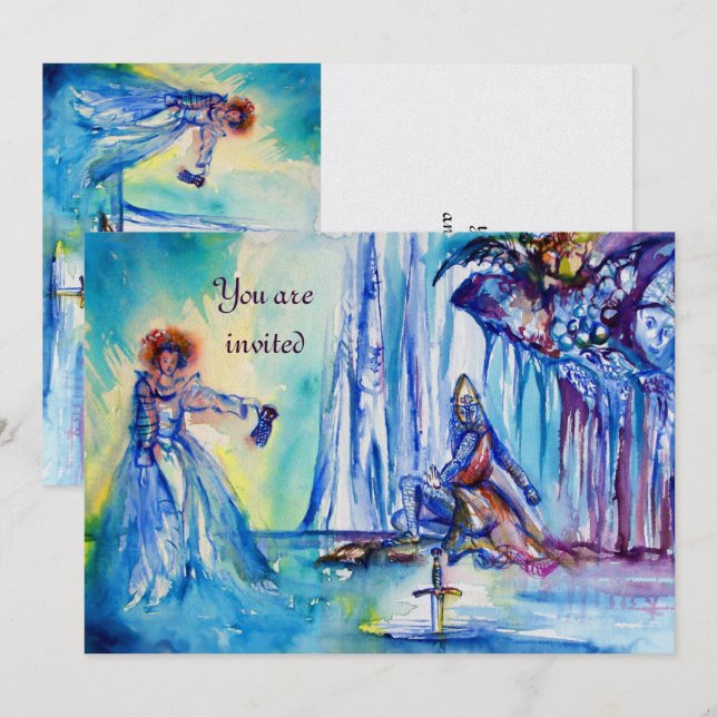 KING ARTHUR , LADY OF THE SEE AND EXCALIBUR Eis Einladung (Vorne/Hinten)