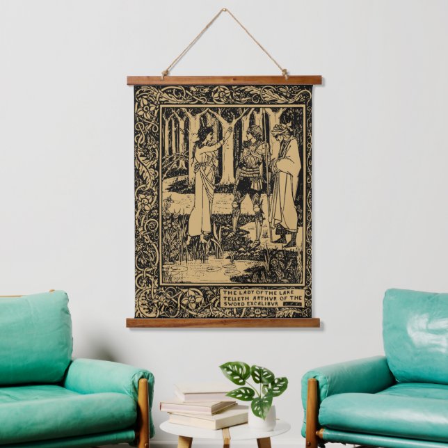 King Arthur von Aubrey Beardsley Wandteppich Mit Holzrahmen (Wohnzimmer)