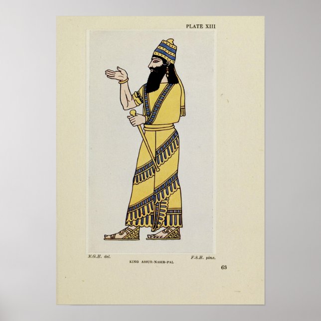 King Assur-Nasir-Pal Ancient Assyrian Costume  Poster (Vorne)