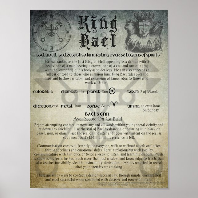 King Bael Goetia Poster (Vorne)