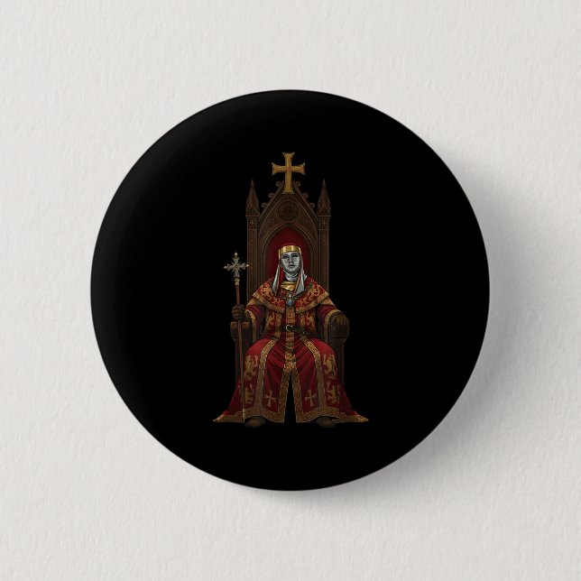 King Baldwin Iv Floral Mask Medieval Art Crusader  Button (Vorderseite)
