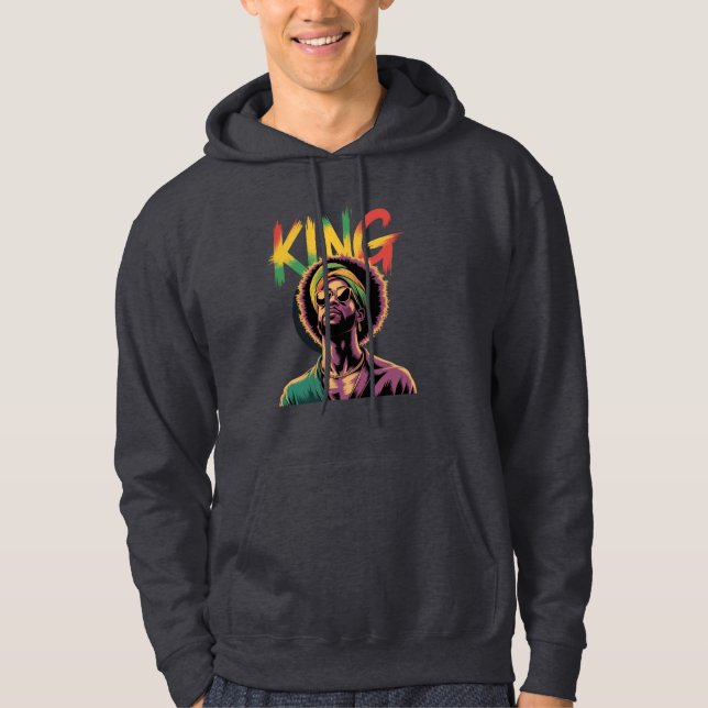 King - Black Pride Rasta Colors Design Hoodie (Vorderseite)
