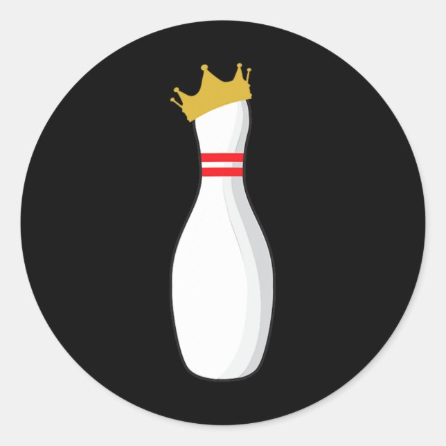 King Bowling Button Funny Graphic Strikes und Pute Runder Aufkleber (Vorderseite)