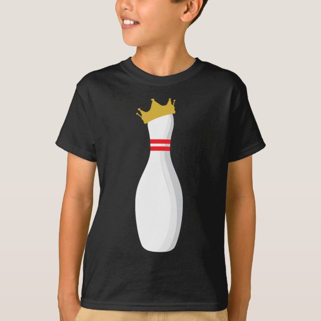 King Bowling Button Funny Graphic Strikes und Pute T-Shirt (Vorderseite)