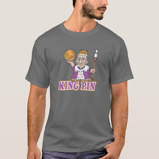 King Button Bowling Spaß Design T-Shirt (Vorderseite)
