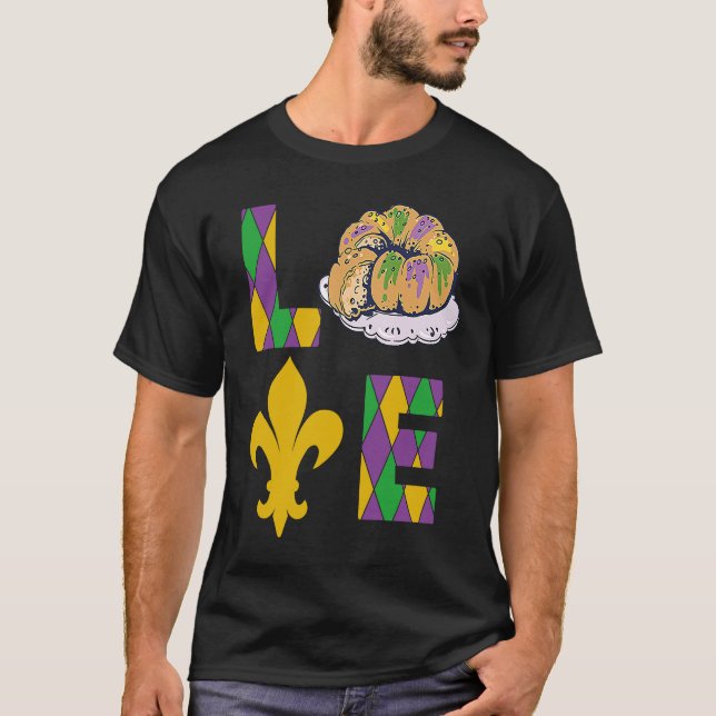 King Cake Love Mardi Gras Parade Shenanigans Carni T-Shirt (Vorderseite)