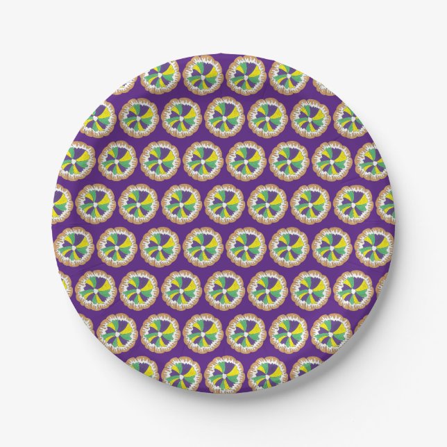 King Cake New Orleans NOLA Mardi Gras Pappteller (Vorderseite)