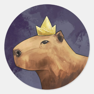 King Capybara Runder Aufkleber