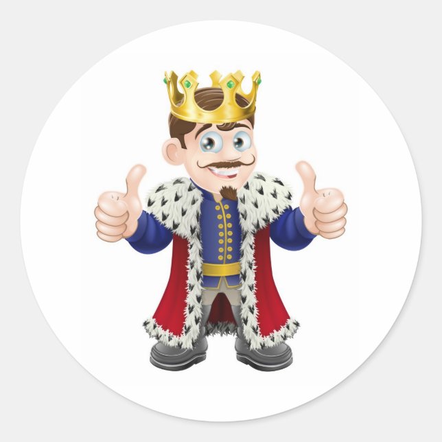King Cartoon Runder Aufkleber (Vorderseite)