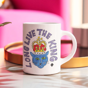 King Cat Button Abzeichen Long live the King coffe Kaffeetasse