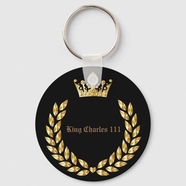 King Charles 111 Crown Royal Black/Gold Schlüsselanhänger (Vorderseite)