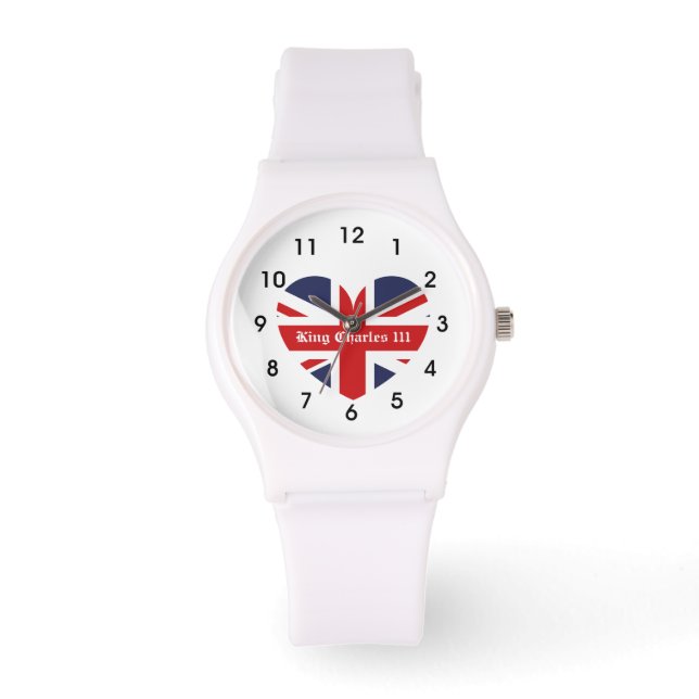 King Charles 111 Crown Royal England Flag Armbanduhr (Vorderseite)