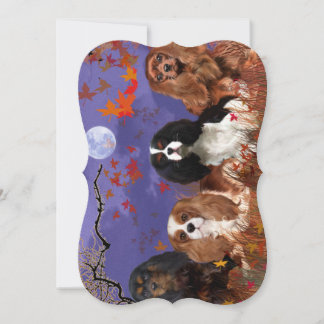 King Charles Cavalier Spaniel Autumn Note Card Dankeskarte