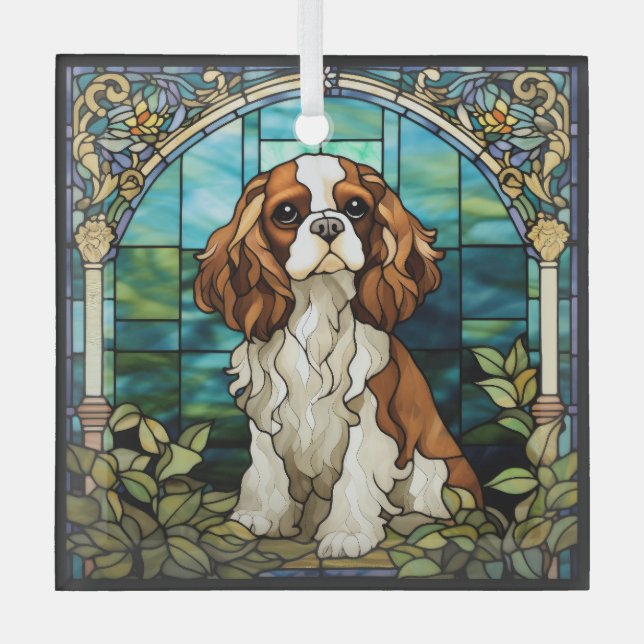 King Charles Cavalier Spaniel Dog Glass Ornament Aus Glas (Vorderseite)